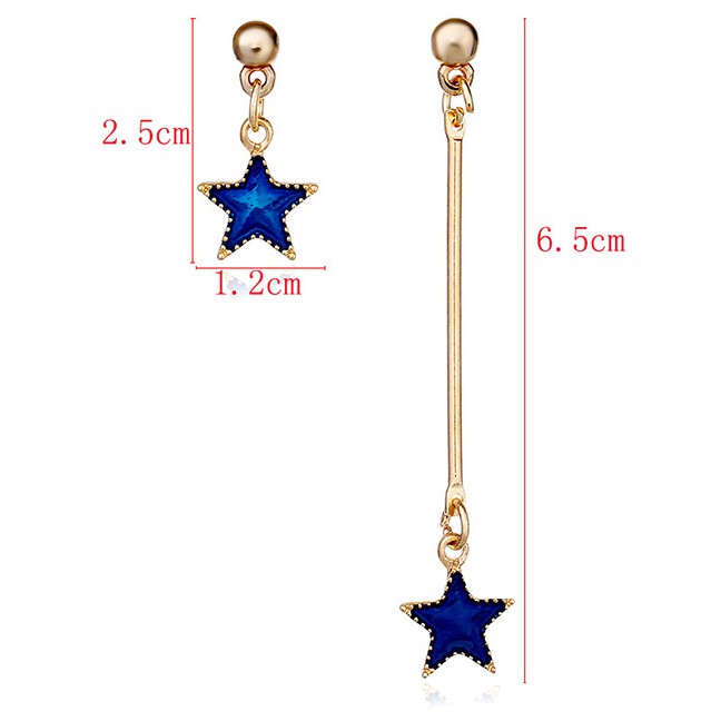 LRC Anting Tusuk Trendy Gold Color Star Shape Decorated Asymmetric