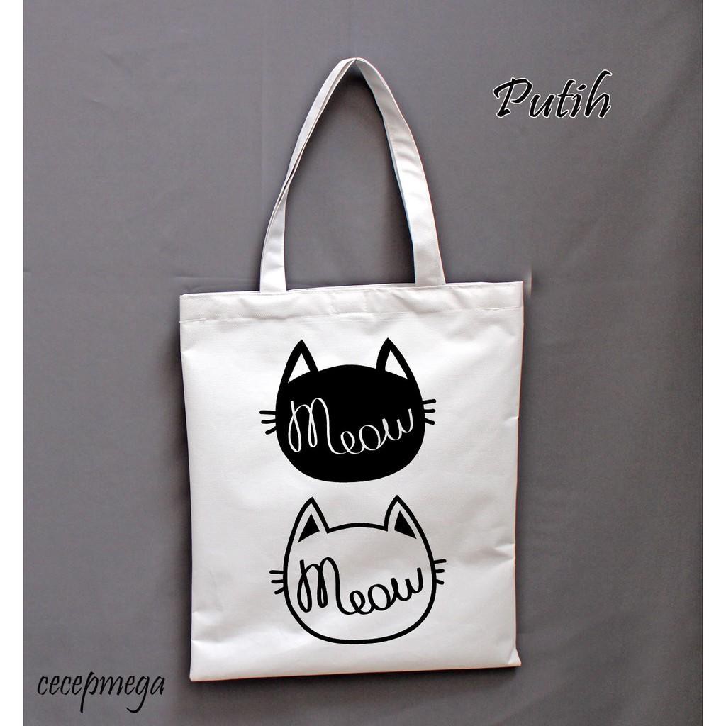 Dijual totebag meow desain MW002 Berkualitas