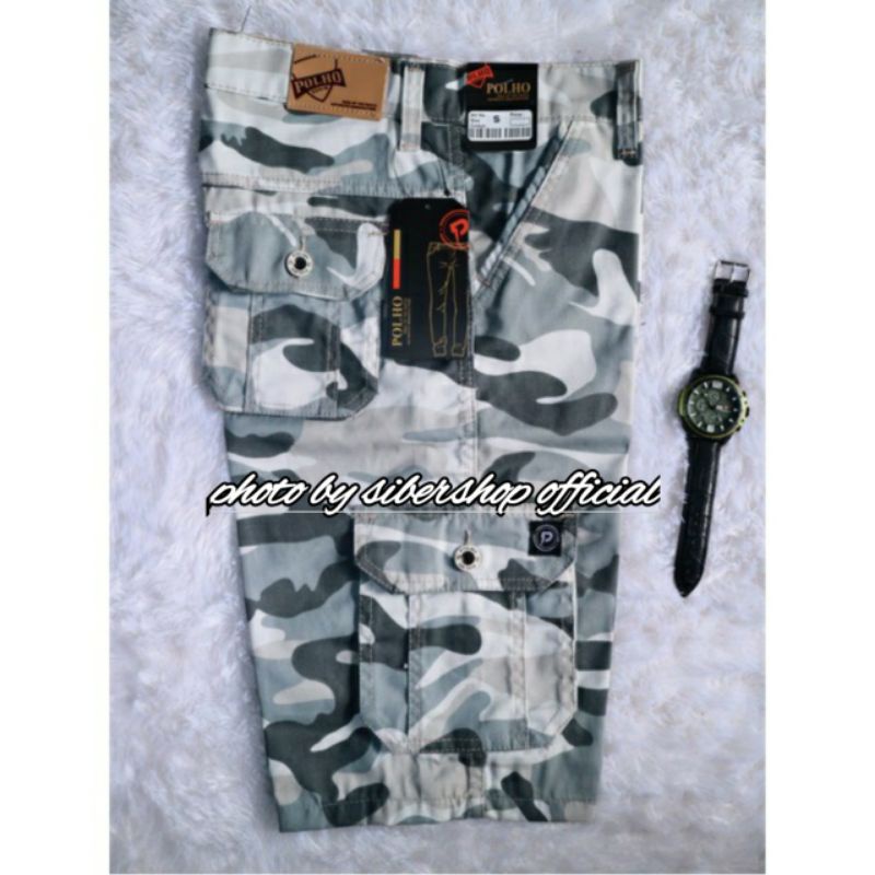 PROMO Celana Cargo Loreng Doreng Army TNI Kimpul Pria warna Putih size 27-38