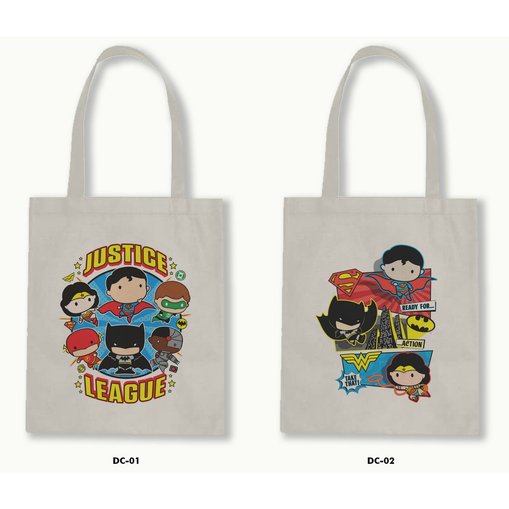 TOTE BAG BLACU-CHIBI JUSTICE LEAGUE