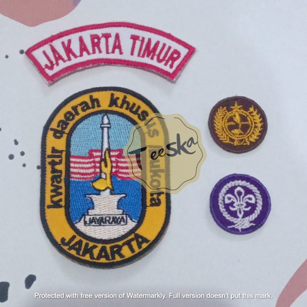 Set Atribut  Seragam Pramuka Logo Tunas Kelapa dan Wosm, Logo Kwartir Daerah ( Kwarda ) DKI Jakarta 