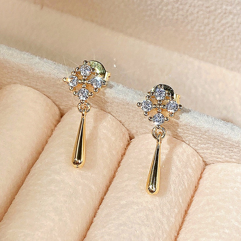 Anting Drop Warna Silver / Gold Untuk Aksesoris Wanita