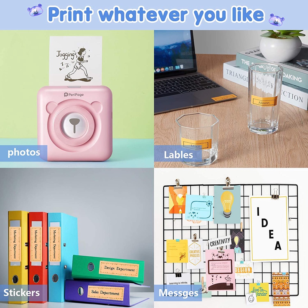 PeriPage-Mini A6 Thermal Printer untuk Ponsel, Mesin Cetak Foto Saku Bluetooth, Kompatibel dengan Android dan IOS, Cocok untuk Hadiah Anak-3