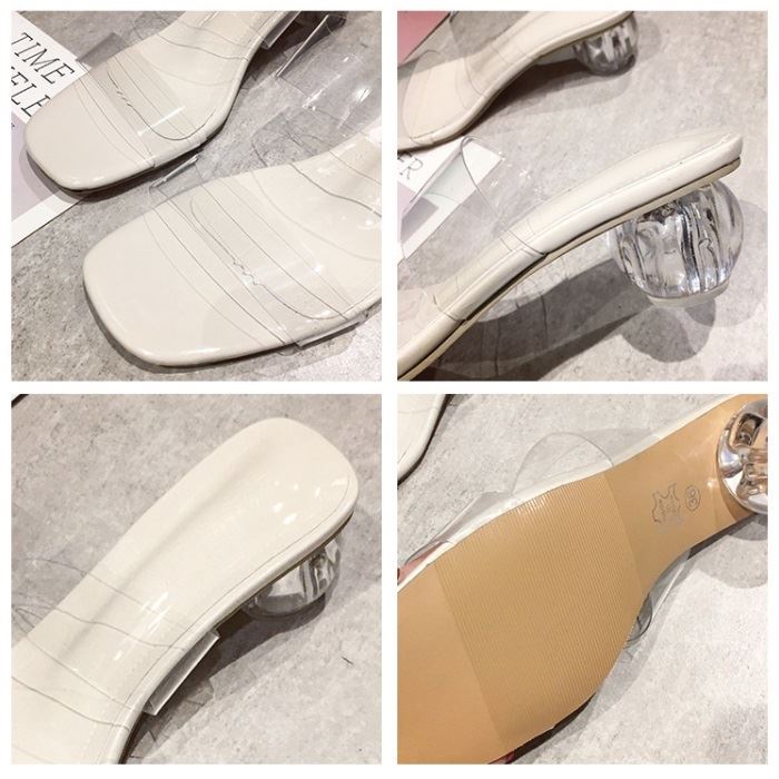 BJS300 - BEIGE/BLACK/KHAKI - Sandal Low Heels Casual Wanita Elegan Import 4CM SANDAL PESTA WANITA HIGH HEELS HAK KACA TRANSPARAN SEPATU HAK FASHION IMPORT TERMURAH TERLARIS TERBARU BAGSTORE JAKARTA JSH300