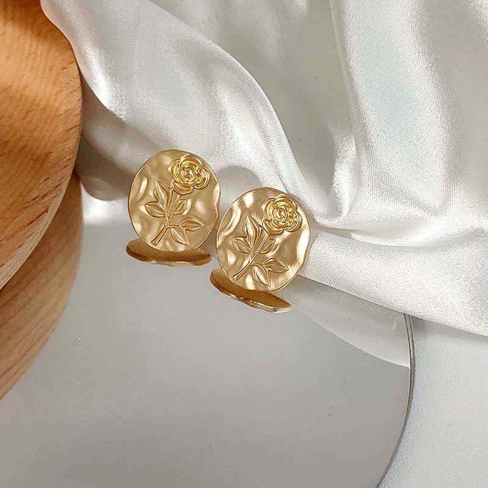 Mxbeauty Anting Wanita Jepang Vintage Asimetris Temperamen Logam Retro Camelia Ear Stud