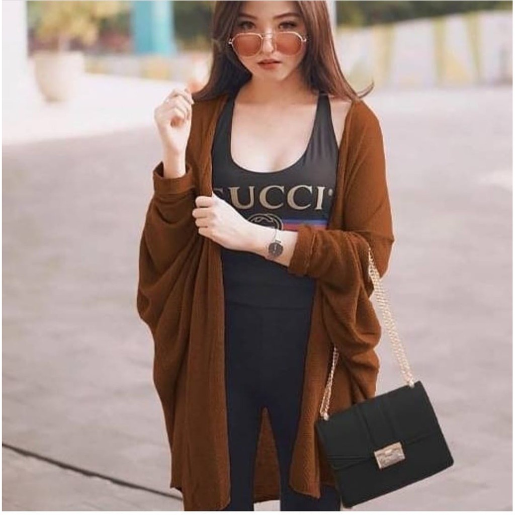 Belleza Outlet baju rajut Cardigan rajut atasan wanita Marion Oversize