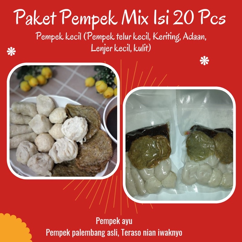 

Pempek Palembang Asli paket Mix isi 20 Pcs