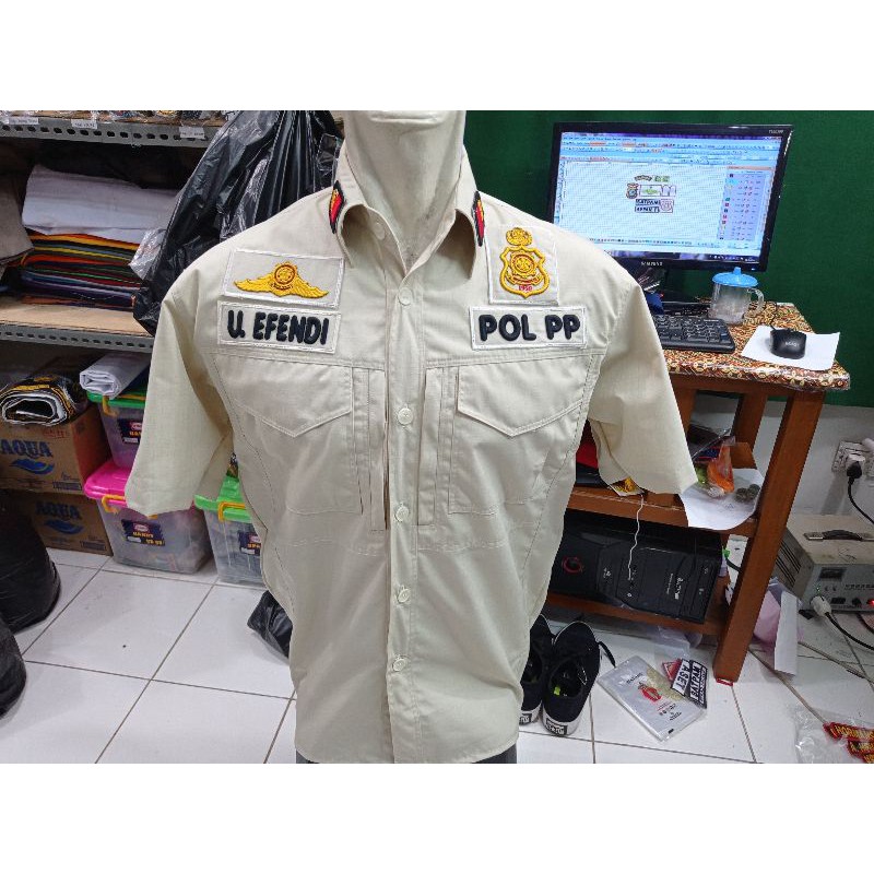 baju seragam pdh pdl krem pol pp lengan pendek