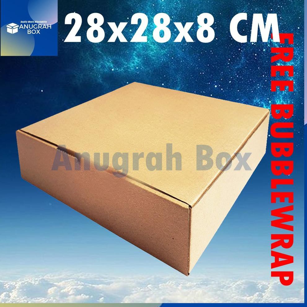 

(10Pcs) Kardus uk. 28x28x8 cm Diecut box packing untuk kotak giftbox,kue,dll model box frontlock (A