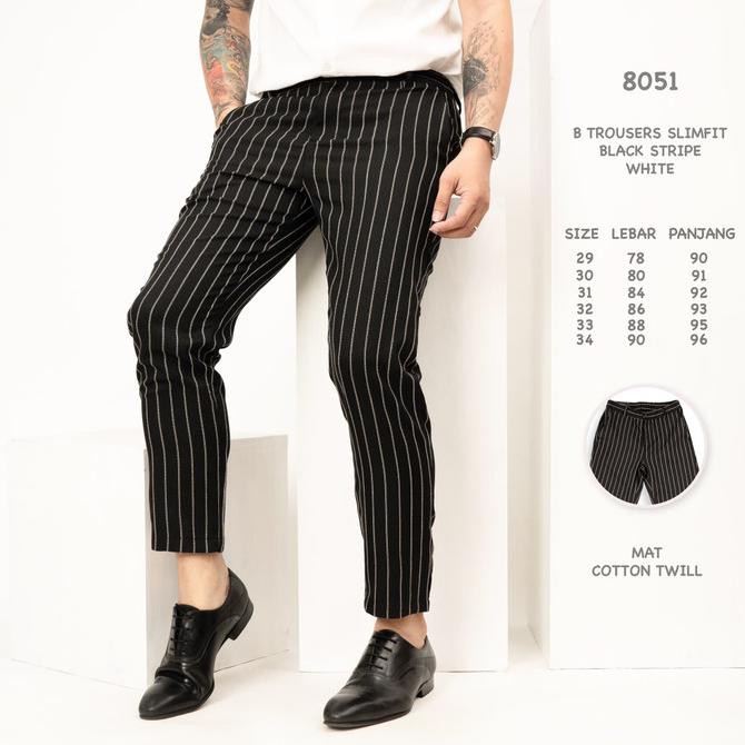 Celana Panjang Pria / Celana Stripe Ankle Pants