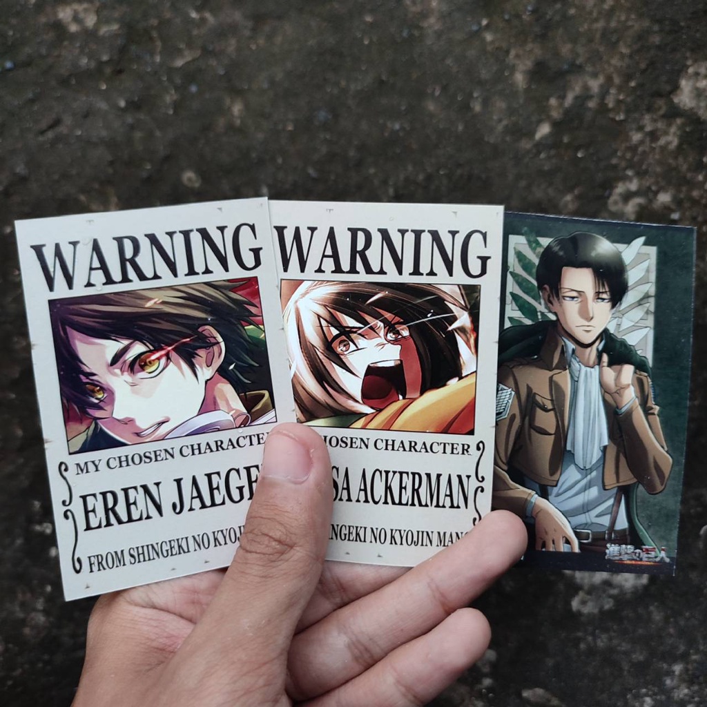 Poster A4 &amp; Pola Deco Mini Poster Warning Anime Shingeki no Kyojin (Attack on Titan) Terlengkap - Karakter Eren Mikasa Levi Armin Erwin Jean Sasha