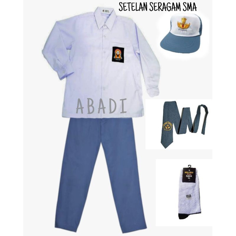 setelan seragam sma laki lengan panjang