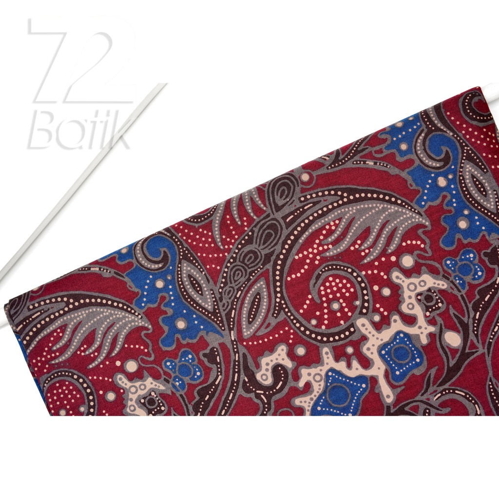 KAIN BATIK KATUN Premium Motif Cakar Warna Merah Maroon Marun Maron 725127 Cap 72 Jarik Jarit Samping Kebat Panjang Batik Katun Modern Premium Bahan Seragam Batik Pernikahan Kantor Keluarga Murah Kamen Jadi Batik Bali Lembaran