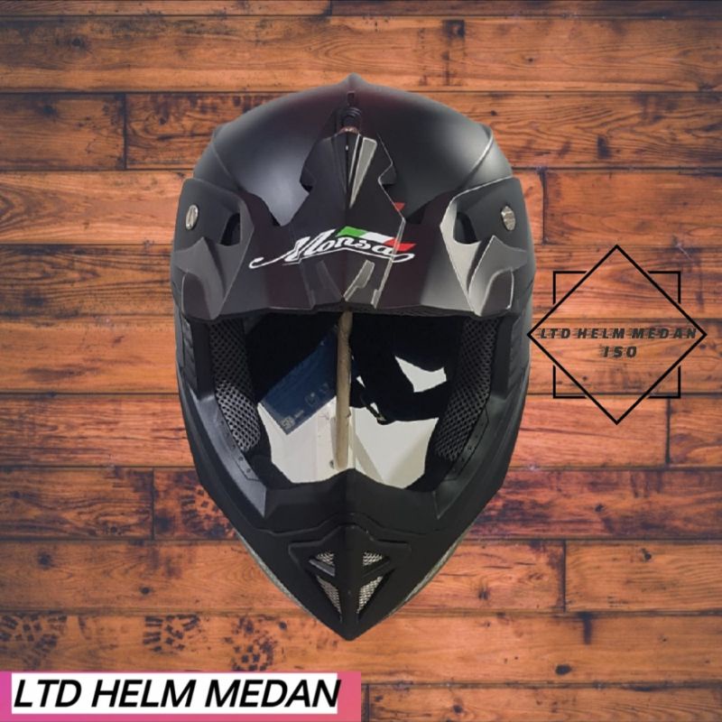 HELM MONSA CROSS HITAM DOF ORIGINAL