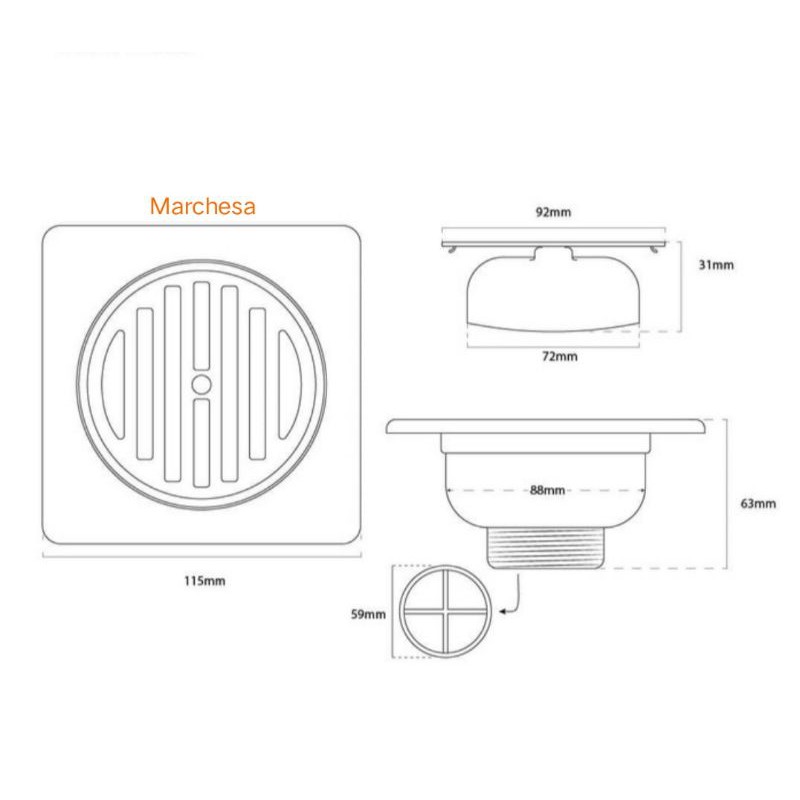 Saringan Got Mangkok Model Toto Ukuran 11.5CmX11.5Cm