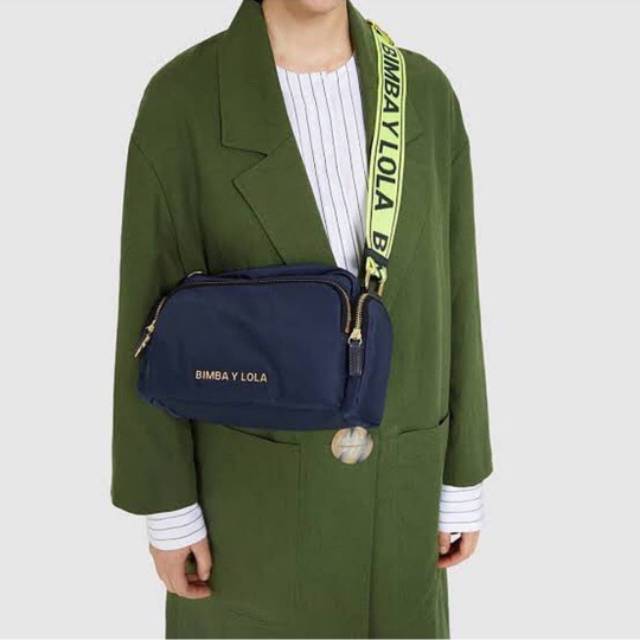 preloved bimba y lola crossbody navy strap neon second