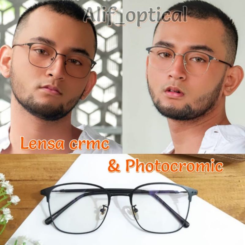 FRAME + LENSA - KACAMATA MINUS ANTIRADIASI - FRAME KOREA TERBARU - FRAME BESI UNISEX BISA (CEWEK/COW