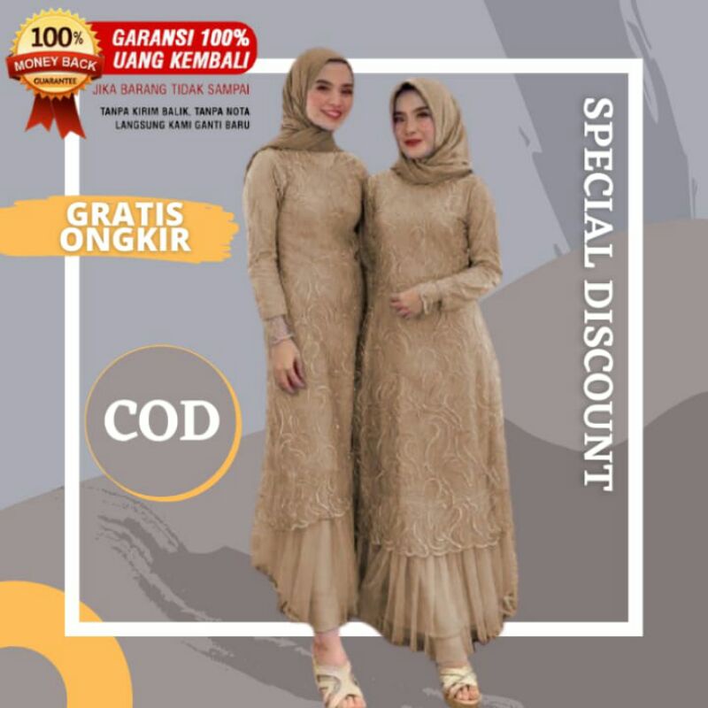 Baju Gamis Brokat Model Pesta Mewah Gaun Wanita Kondangan Laluna Dress Cantik Modern kekinian Remaja