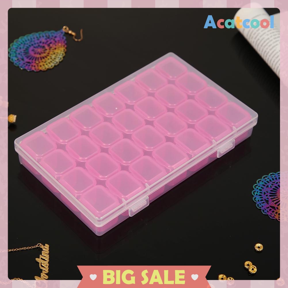 28 Grids Jewelry Box Diamond Embroidery Crystal Bead Organizer Storage Case