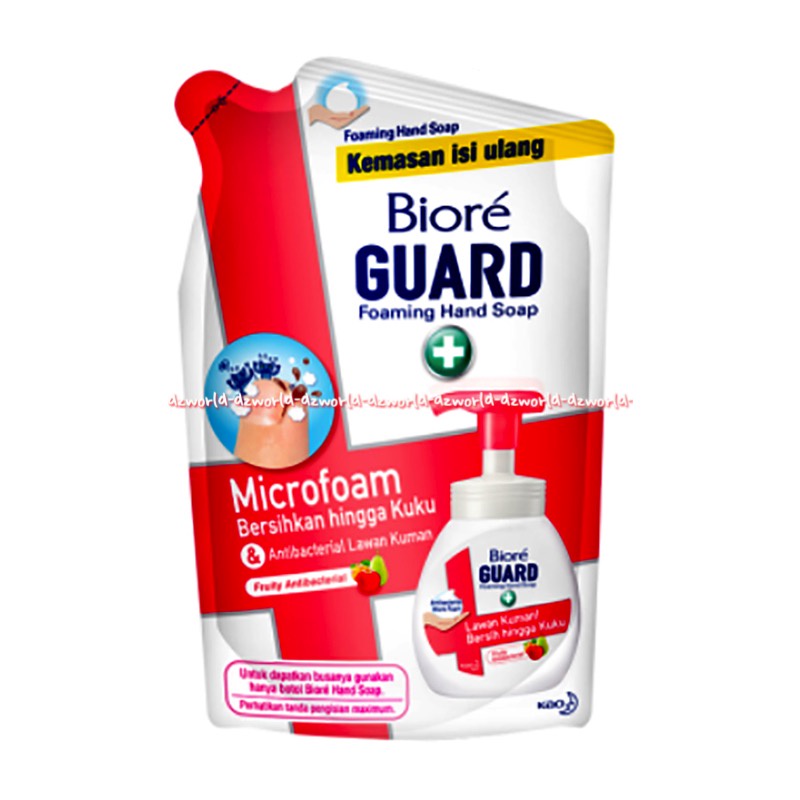 Biore Guard Microfoam 250ml Foaming Hand Soap Sabun Cuci Tangan Foam Busa Bersihkan Hingga Kuku Antibacterial Lawan Kuman Fruity Fresh Antibacterial Kemasan Isi Ulang Refill Pouch 450 ml