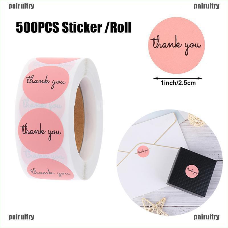 500 Pcs Stiker Label Desain Thank You Warna Pink Ukuran 1 Inch Untuk Festival