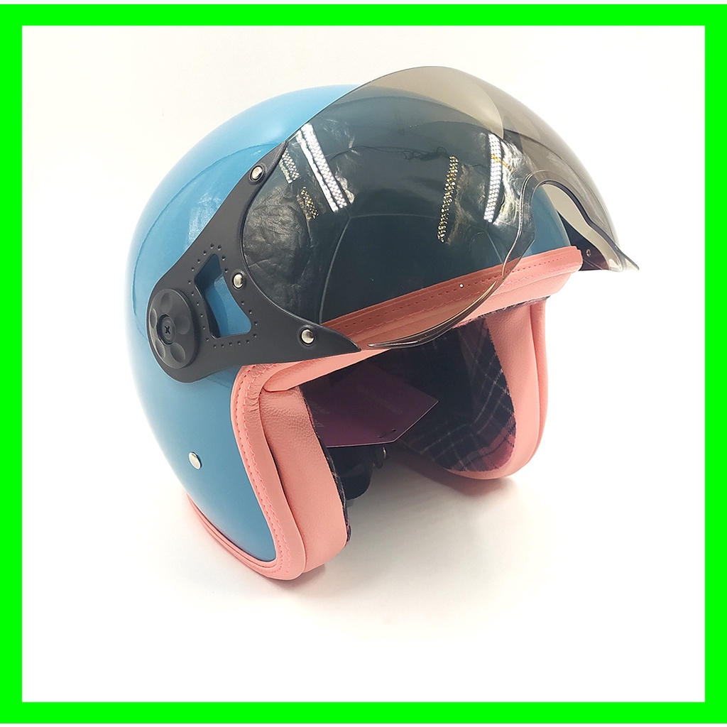 Helm Retro Wanita SADA ROSA NEW FLANEL BLUE PASTEL