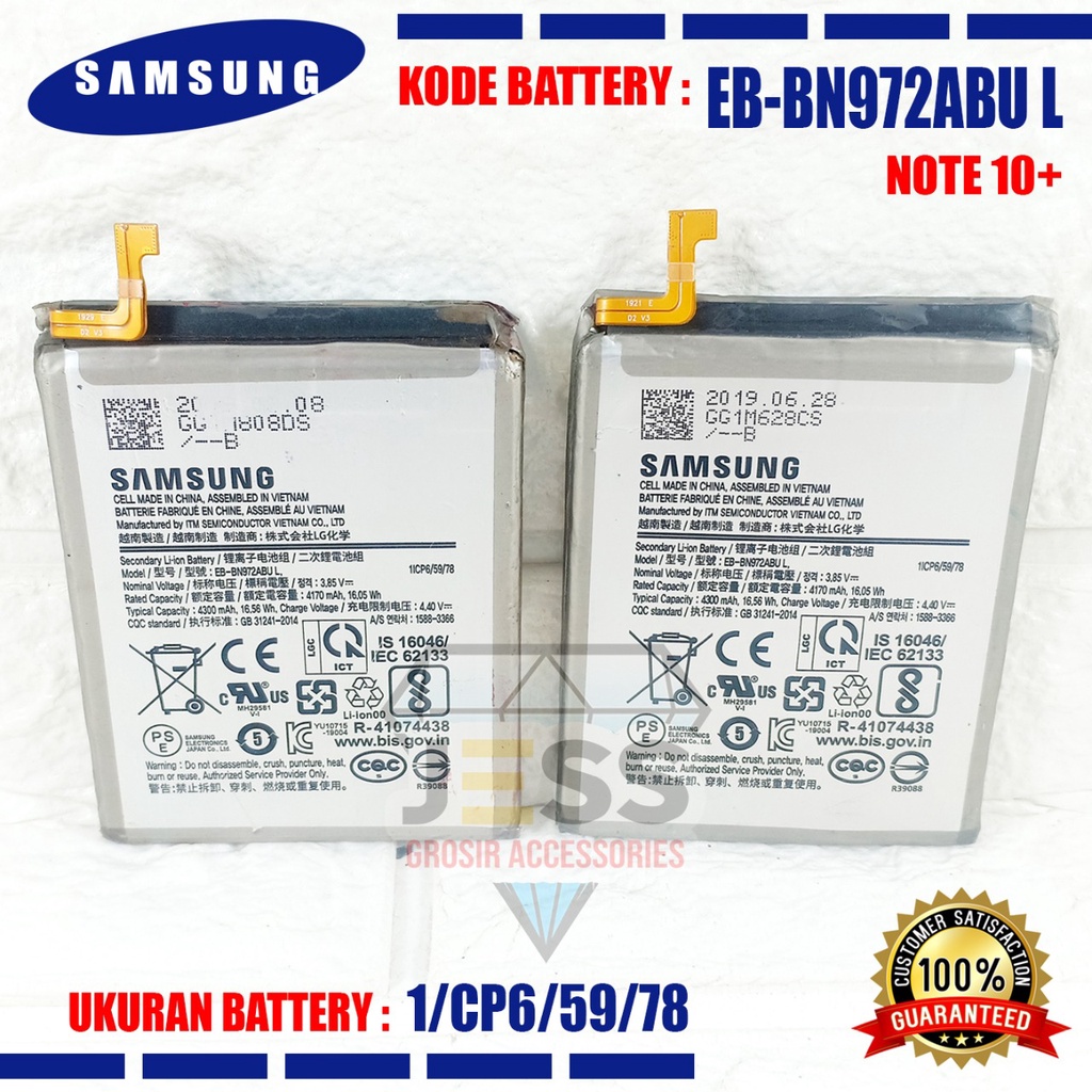 Baterai Original SAMSUNG Galaxy Note 10 Plus &amp; Note 10+ &amp; N975 &amp; N975F &amp; SM-N975F Kode Battery EB-BN972ABU