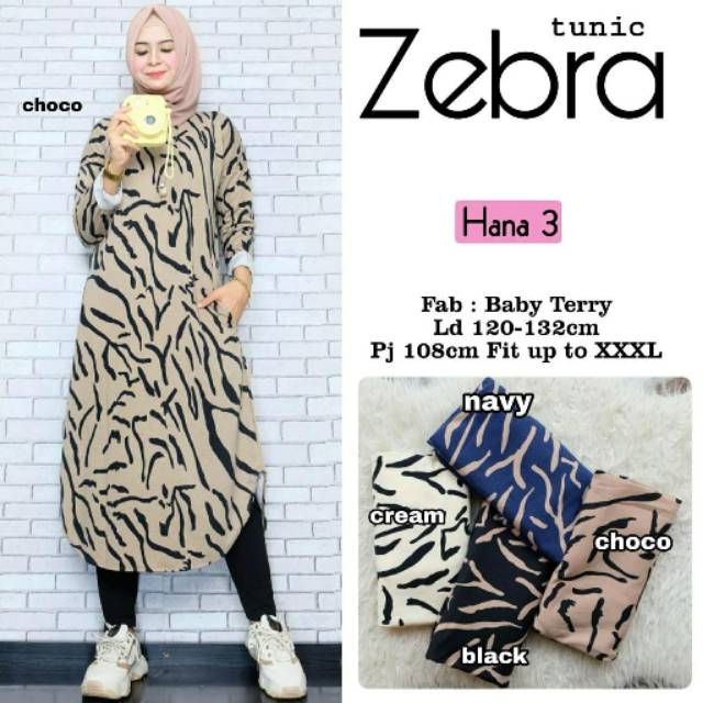 ZEBRA TUNIK ORI HANA3 TUNIK JUMBO WANITA MUALIMAH KAOS PREMIUM MELAR BATWING SIMPLE BASIC CASUAL