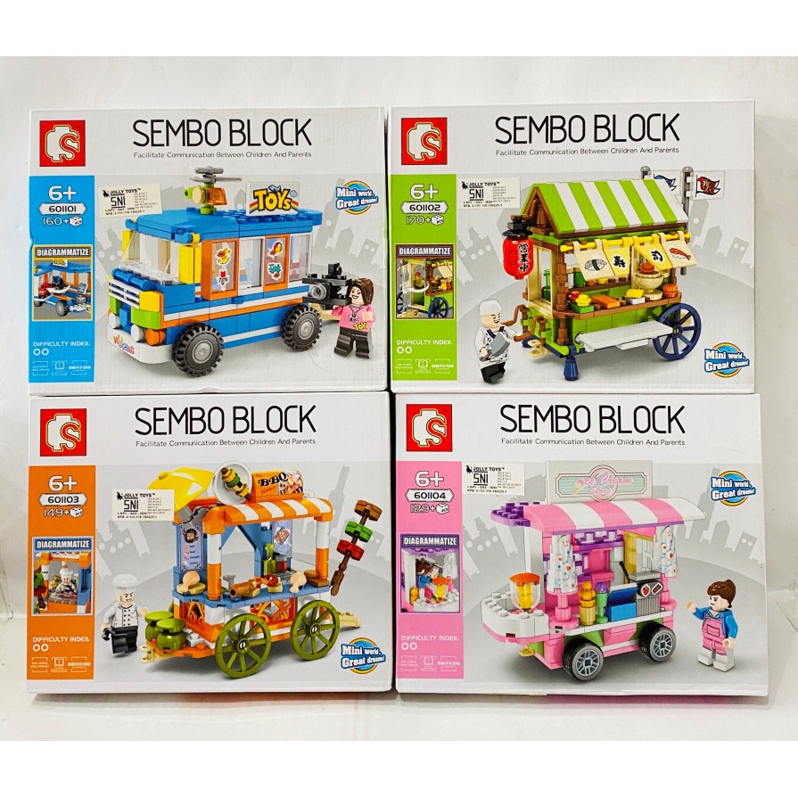 Bricks Block Sembo Food Truck Food Cart 4in1 601101
