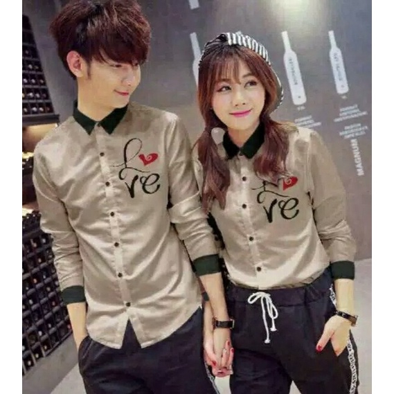 FWG - COUPLE LOVE / COUPLE WANITA / BAJU COUPLE PASANGAN / ATASAN KEMEJA WANITA / SET COUPLE