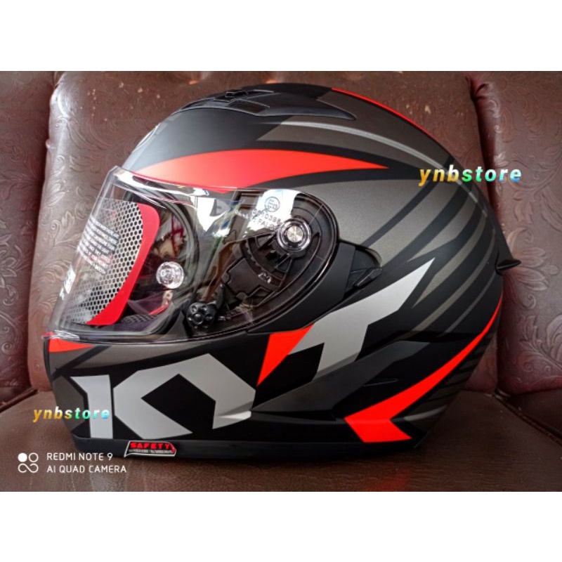 Helm KYT Falcon FR Radiant Matt Black Red Flat Visor Clear Fullface Original Double Visor | KYT Falc