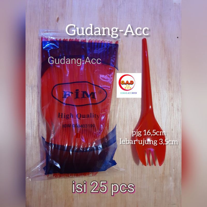 Sendok Garpu/Half Fork Merah Merek FIM HARGA 1 PACK ISI 25 PCS