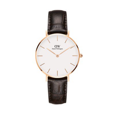 DW Petite York Ring Rose Gold Dial White