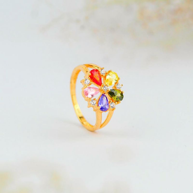 Cincin Emas Bunga Kertas Kelopak Warna- Warni - Toko Emas Gadjah