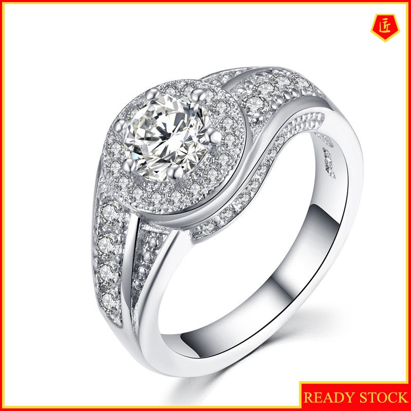 [Ready Stock]925 Silver Ring Full Diamond Spring Shape Creative Fashion