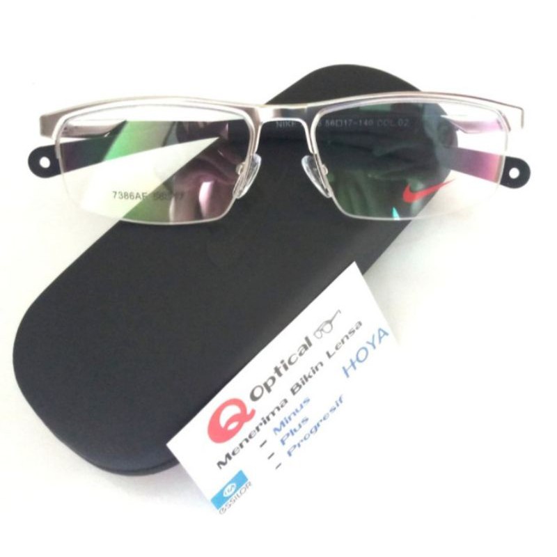 Kacamata Frame Pria Titanium Nike Col.02 S56 Silver Chrome-Model Casual Sporty
