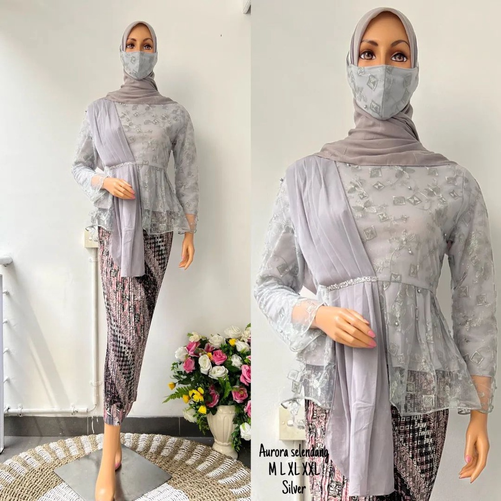 Setelan kebaya aurora tille selendang / kebaya wisuda remaja / kebaya modern