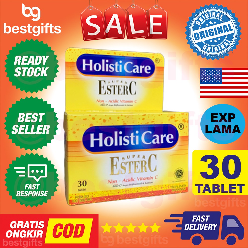 HOLISTI CARE SUPER ESTER C VITAMIN VIT C 320 MG ANTIOKSIDAN KEKEBALAN DAYA TAHAN TUBUH FLU 30 TABLET