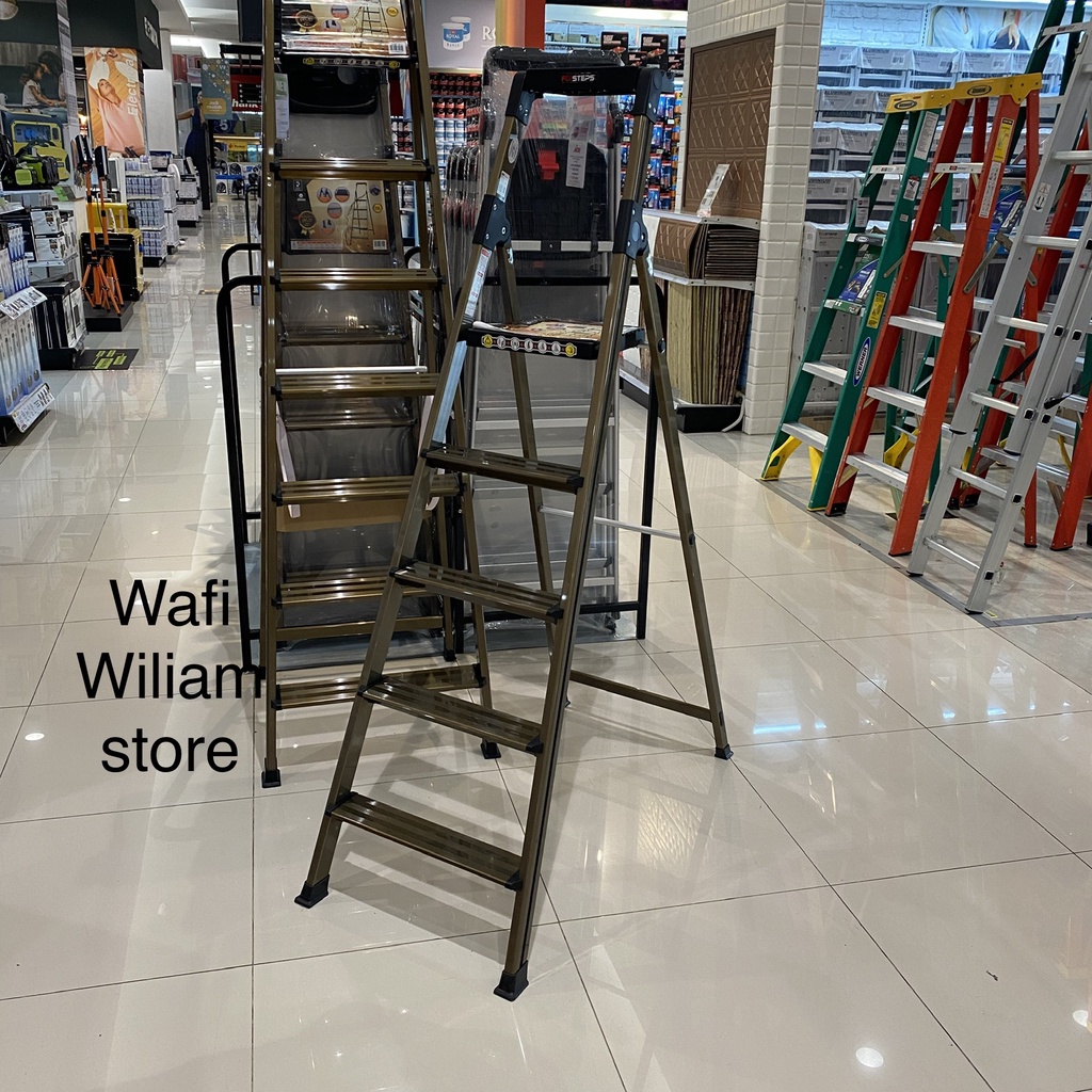 Krisbow Fixsteps Tangga Lipat Aluminium 5 Wide Steps 1.7 M Gold