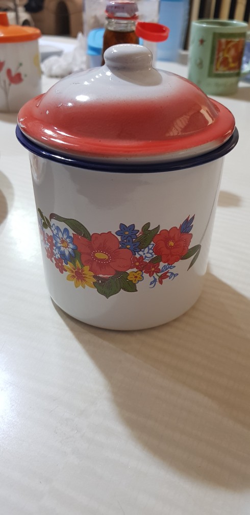 Gelas Kembang 10cm Mug Enamel Seng Blek Jadul Vintage