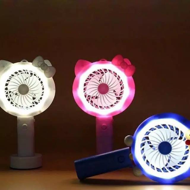 KIPAS ANGIN  GENGGAM / HANDY FAN STAND KARAKTER LED