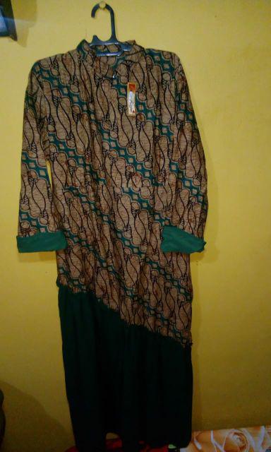 Gamis Batik Rempel Busui Friendly Kombinasi Wollycrepe Halus