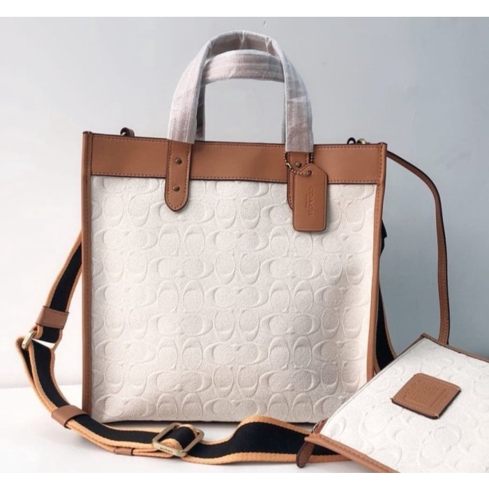 Terlaris TOTE BAG COACH FIELD TOTE SIGNATURE CANVAS 100% ORIGINAL COACH