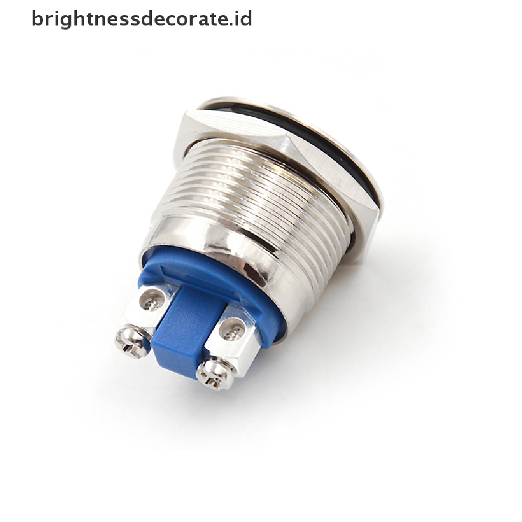 1pc Tombol Tekan Momentary 19mm Anti Air Bahan Metal Warna Silver