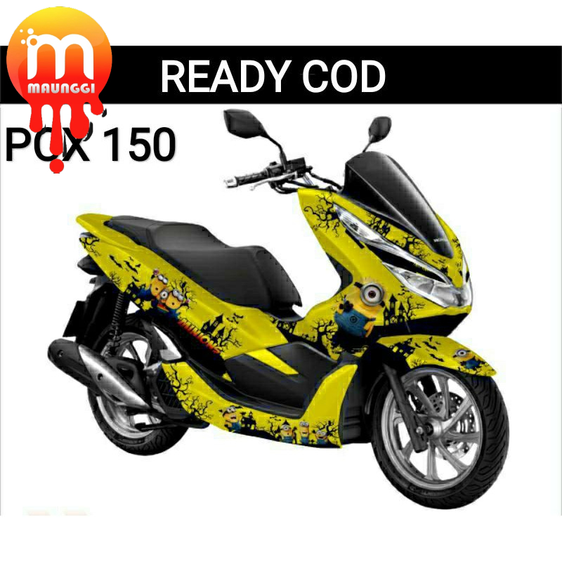 Sticker decal Pcx 150 full body Striping motor pcx kuning motif minions Decal pcx 150
