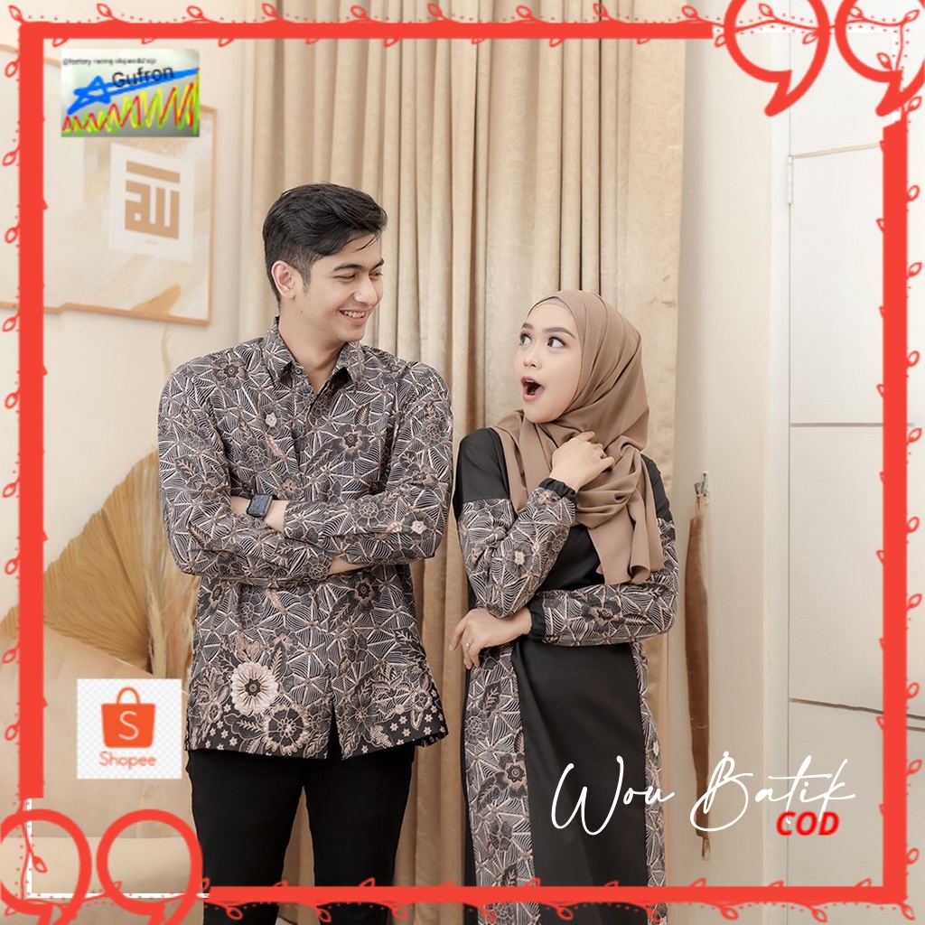 WOU BATIK - Gamis Batik Syari Ria Ricis Dan Teuku Ryan Batik Couple Felisha Gamis Batik Syari Premiu