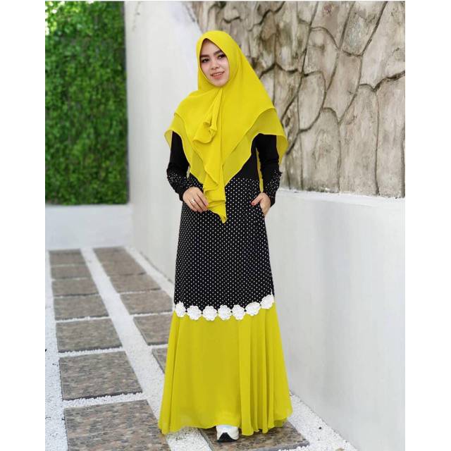 Gamis syari MP polka renda kapas