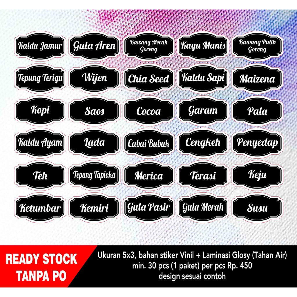 STIKER BUMBU DAPUR WATERPROOF Shopee Indonesia STIKER BUMBU DAPUR WATERPROOF Shopee Indonesia