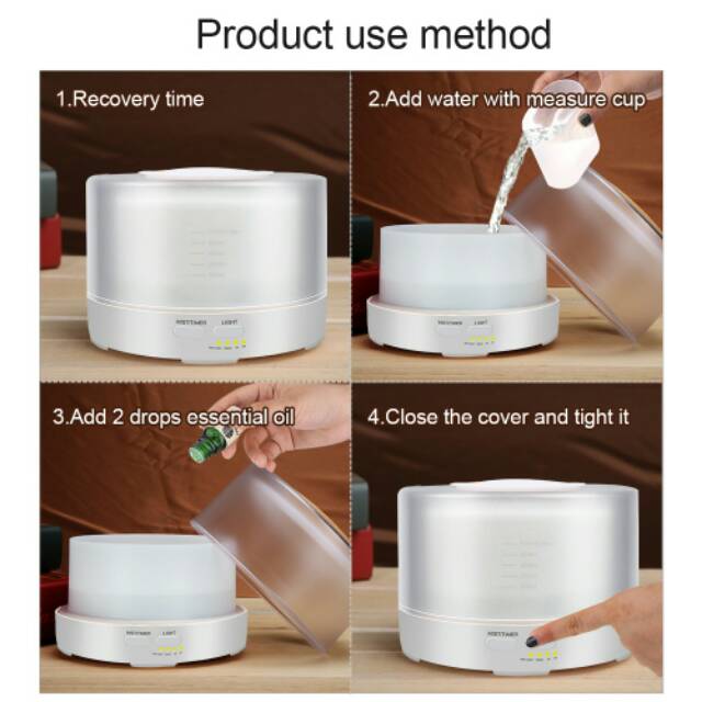 Pelembab Udara Diffuser Aromaterapi Air Humidifier 7 Color 500ml with Remote Control - HUMI H14A