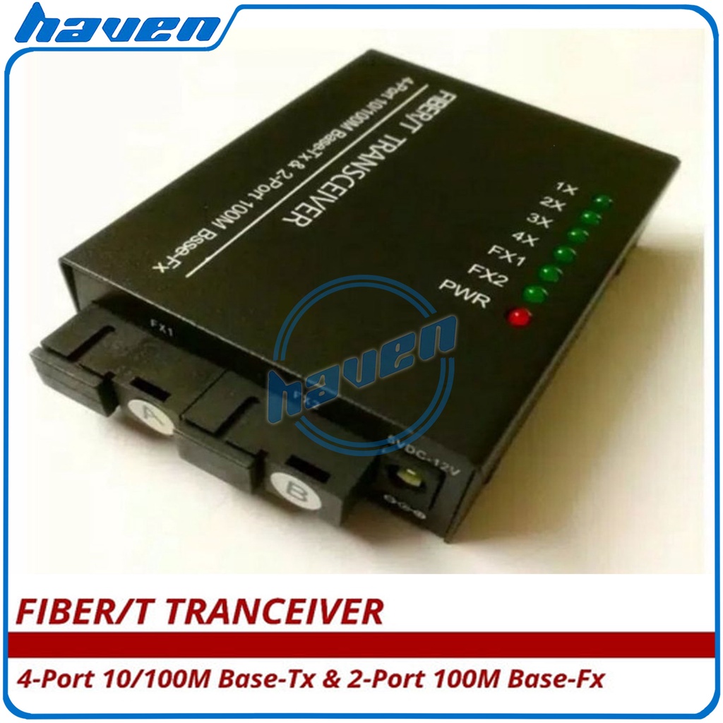 Media Converter 2 Port FO 4 Port LAN 10/100 Full Body / 2 FO 4 LAN / Converter 2 FO 4 LAN